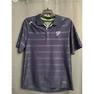 St. Louis Blues Reebok Play Dry Center Ice Collection Polo Shirt Size Large